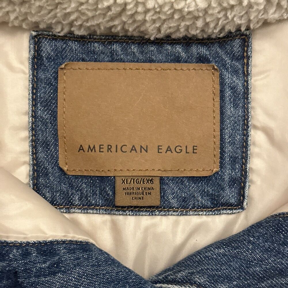 American Eagle Outfitters Blue and Cream Jean Jacket - Picture 2 of 9